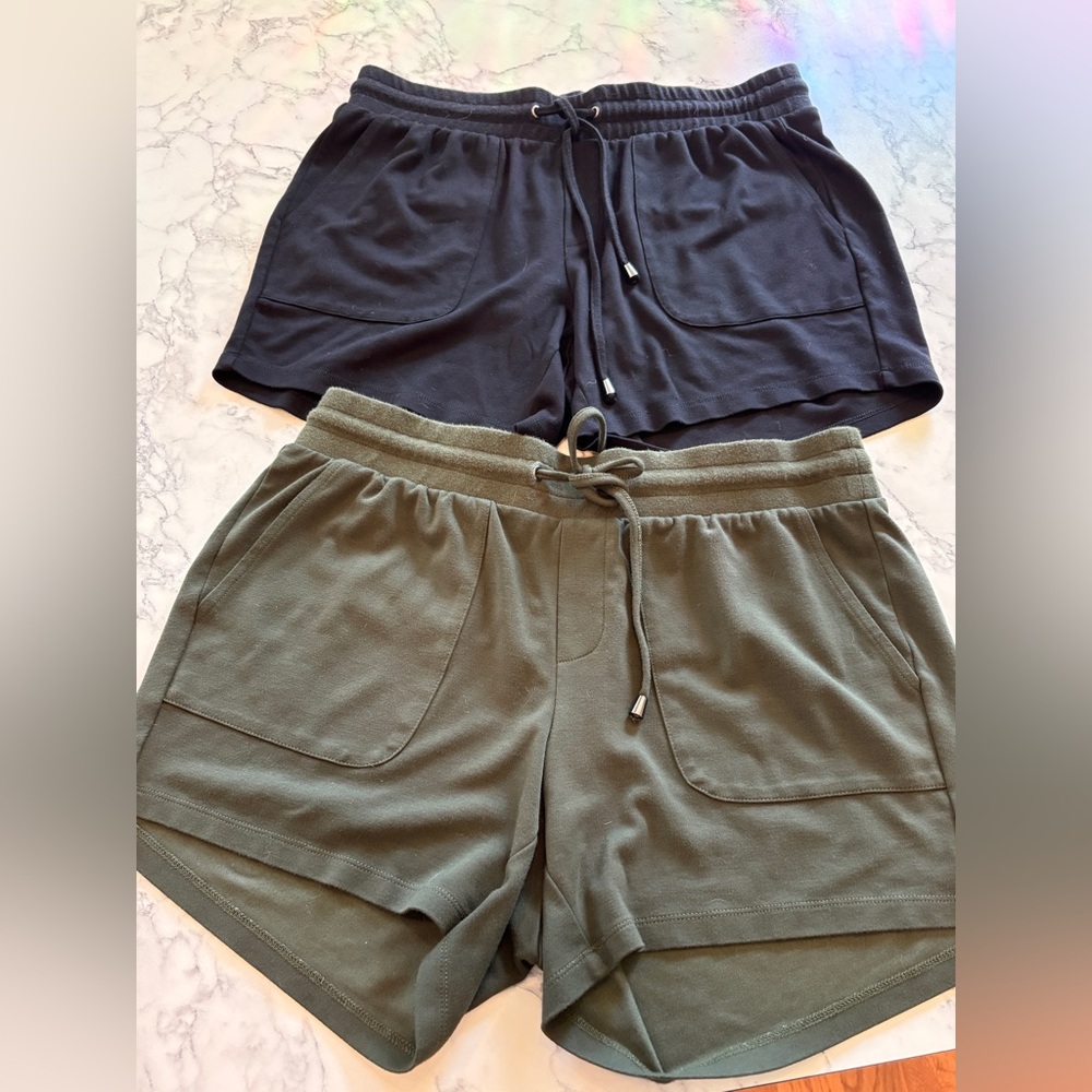 BUNDLE OF 2 - Torrid Drawstring Stretchy Shorts, Size 00X M/L 10 Black and Olive - Picture 2 of 10